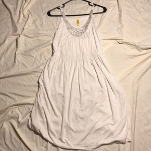 White dress w bedazzled neckline